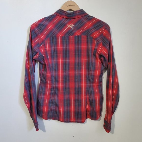 ARC'TERYX Women's Medium Fitted Convertible Roll Tab Plaid Button Down Top Shirt - Picture 8 of 13